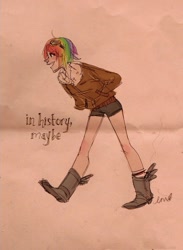 Size: 659x900 | Tagged: safe, artist:emmy, rainbow dash, human, humanized, skinny