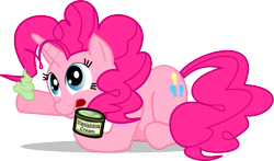 Size: 681x400 | Tagged: safe, artist:rivercocytus, pinkie pie, pony, unicorn, disguise, female, mare, race swap, secret, tongue out