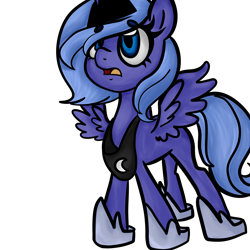 Size: 3000x3000 | Tagged: safe, artist:katkakakao, princess luna, alicorn, pony, age regression, clothes, cute, filly, loose fitting clothes, oversized clothes, s1 luna, solo, woona, younger