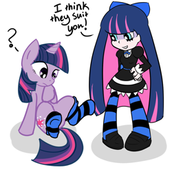 Size: 800x800 | Tagged: safe, artist:flipflop10150, derpibooru import, twilight sparkle, anarchy stocking, clothes, crossover, panty and stocking with garterbelt, stockings