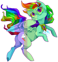 Size: 558x589 | Tagged: safe, artist:njeekyo, rainbow dash, pegasus, pony, alternate design, solo