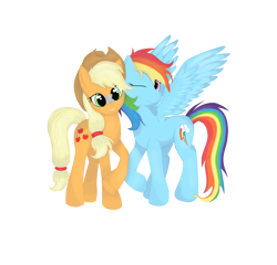 Size: 1500x1437 | Tagged: safe, artist:cerdiz, applejack, rainbow dash, earth pony, pegasus, pony, appledash, female, lesbian, mare, shipping, simple background