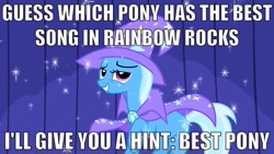 Size: 1280x720 | Tagged: safe, derpibooru import, trixie, equestria girls, rainbow rocks, best pony, image macro, meme, trixie yells at everything