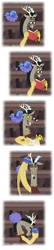 Size: 1000x4600 | Tagged: safe, artist:scruffytoto, discord, princess luna, alicorn, pony, alternate universe, angry, baby, baby pony, book, comic, cute, ear bite, elements of harmony, filly, floating, foal, frown, glasses, woona, young discord, younger