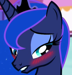 Size: 807x843 | Tagged: safe, edit, edited screencap, screencap, princess luna, alicorn, pony, do princesses dream of magic sheep, blushing, lip bite, solo