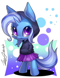 Size: 2304x2949 | Tagged: safe, artist:jggjqm522, derpibooru import, trixie, pony, unicorn, bipedal, clothes, female, hoodie, mare, skirt, solo