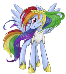 Size: 800x900 | Tagged: safe, artist:silbersternenlicht, rainbow dash, pegasus, pony, female, laurel wreath, mare, simple background, solo, white background