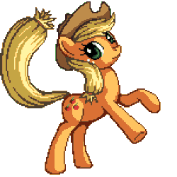 Size: 300x300 | Tagged: safe, artist:pix3m, applejack, earth pony, pony, pixel art, rearing, simple background, solo, transparent background