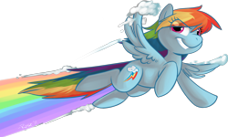 Size: 2512x1511 | Tagged: safe, artist:php27, rainbow dash, pegasus, pony, flying, grin, solo