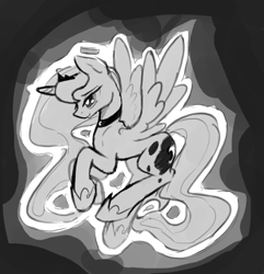 Size: 775x805 | Tagged: safe, artist:darkflame75, princess luna, alicorn, pony, lunadoodle, monochrome, sketch, solo