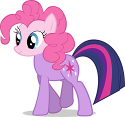 Size: 900x842 | Tagged: safe, artist:wandertones, derpibooru import, pinkie pie, twilight sparkle, earth pony, pony, body swap, head swap, simple background, solo, transparent background