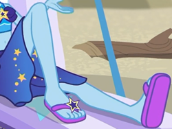 Size: 580x437 | Tagged: safe, derpibooru import, screencap, trixie, equestria girls, equestria girls series, forgotten friendship, feet, flip-flops, legs, pictures of legs, sandals, solo