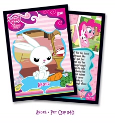 Size: 1318x1442 | Tagged: safe, angel bunny, pinkie pie, earth pony, pony, female, mare, official, trading card