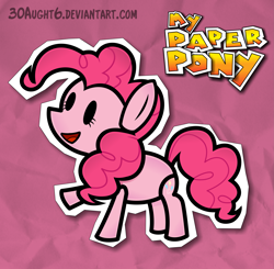 Size: 3683x3614 | Tagged: safe, artist:urpleb3atin, pinkie pie, earth pony, pony, crossover, female, high res, mare, mario, my paper pony, paper mario, paper pony, solo