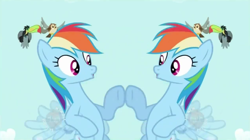 Size: 1102x615 | Tagged: safe, rainbow dash, pegasus, pony, hub logo, hubble, mirrored, the hub, unitinu