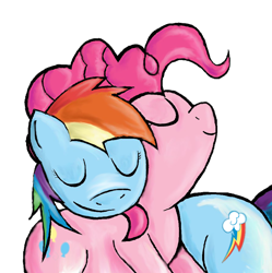 Size: 892x896 | Tagged: safe, artist:fimirae, pinkie pie, rainbow dash, earth pony, pegasus, pony, eyes closed, female, lesbian, mare, neck nuzzle, nuzzling, pinkiedash, shipping, simple background, smiling, transparent background