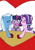 Size: 2374x3381 | Tagged: safe, artist:helsaabi, derpibooru import, starlight glimmer, trixie, twilight sparkle, pony, unicorn, female, heart, kissing, lesbian, shipping, surprise kiss, surprised, twistarlight, twixie