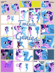 Size: 1200x1600 | Tagged: safe, artist:lozpony, derpibooru import, trixie, twilight sparkle, asktwixiegenies, collage, crying, female, lesbian, shipping, twixie