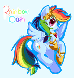 Size: 950x1000 | Tagged: safe, artist:sugaryrainbow, rainbow dash, pegasus, pony, clothes, laurel, laurel wreath, shoes, solo