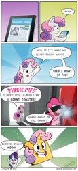 Size: 798x1729 | Tagged: dead source, safe, artist:adamrbi, pinkie pie, rarity, sweetie belle, earth pony, pony, unicorn, comic, misunderstanding, pun, sweetie fail, toast