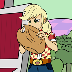 Size: 945x945 | Tagged: safe, artist:megasweet, artist:rustydooks, applejack, cute, humanized, jackabetes, solo