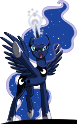 Size: 7950x12750 | Tagged: safe, alternate version, artist:cencerberon, idw, princess luna, alicorn, pony, absurd resolution, female, magic, mare, open mouth, simple background, solo, transparent background, vector