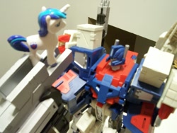 Size: 2304x1728 | Tagged: safe, shining armor, pony, unicorn, blind bag, irl, photo, toy, transformers, ultra magnus