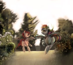 Size: 926x819 | Tagged: safe, artist:jcharlesmachiavelli, rainbow dash, scootaloo, pegasus, pony, crying, plot