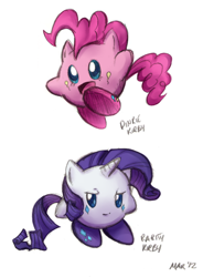 Size: 642x874 | Tagged: safe, artist:maraphy, artist:marraphy, pinkie pie, rarity, crossover, duo, kirby, kirby (character), kirby pie, kirby rarity, kirbyfied, species swap