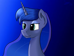 Size: 1600x1200 | Tagged: safe, artist:valthonis, princess luna, alicorn, pony, portrait, simple background, solo