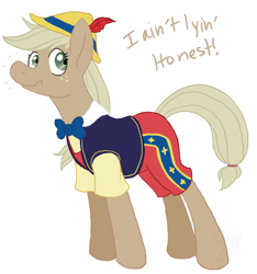 Size: 900x963 | Tagged: dead source, safe, artist:cartoonlion, applejack, earth pony, pony, crossover, discorded, disney, liar face, liarjack, pinocchio, scrunchy face, simple background, solo, white background