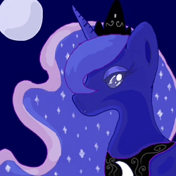 Size: 3500x3500 | Tagged: safe, artist:flyingheartz2, princess luna, alicorn, pony, female, horn, mare, simple background, solo