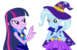 Size: 1024x664 | Tagged: safe, artist:pixelkitties, derpibooru import, trixie, twilight sparkle, equestria girls, rainbow rocks, simple background, transparent background