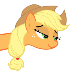 Size: 3500x3693 | Tagged: safe, artist:takua770, applejack, earth pony, pony, high res, long neck, reaction image, simple background, smug, solo, transparent background, vector