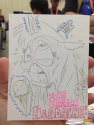 Size: 600x799 | Tagged: safe, artist:andypriceart, princess luna, alicorn, pony, brain freeze, derp, ice cream, solo, traditional art