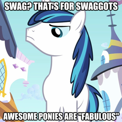 Size: 624x625 | Tagged: safe, shining armor, pony, unicorn, fabulous, horn, image macro, male, stallion, swag, white coat