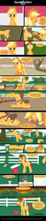 Size: 785x3792 | Tagged: safe, artist:despisedandbeloved, applejack, caramel, earth pony, pony, comic:caramel's story, bandage, carajack, comic, female, male, shipping, straight