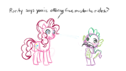 Size: 1280x720 | Tagged: safe, artist:feather, pinkie pie, spike, dragon, earth pony, pony, duo, female, male, mare, pink coat, pink mane