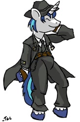 Size: 500x768 | Tagged: safe, artist:thelonelampman, shining armor, pony, unicorn, blazblue, crossover, hazama, solo