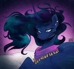 Size: 900x850 | Tagged: safe, artist:hektious, princess luna, alicorn, pony, female, gaze, horn, mare, solo