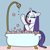 Size: 1000x1000 | Tagged: safe, artist:madmax, artist:pacce, rarity, pony, unicorn, bath, bathtub, bubble, bubble bath, claw foot bathtub, shower, simple background, water, wet, wet mane, wet mane rarity