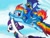 Size: 666x507 | Tagged: safe, artist:aurora-chiaro, rainbow dash, rarity, soarin', spitfire, pegasus, pony, unicorn, sonic rainboom (episode), scene interpretation, wonderbolts