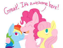 Size: 500x375 | Tagged: dead source, safe, artist:cartoonlion, fluttershy, pinkie pie, rainbow dash, earth pony, pegasus, pony, flutterdashpie