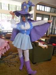 Size: 3240x4320 | Tagged: safe, artist:snowlillyyukino, derpibooru import, trixie, human, 2014, cape, clothes, convention, cosplay, hat, irl, irl human, photo, sacanime, sacanime summer, solo, trixie's cape, trixie's hat