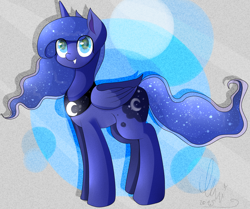 Size: 1200x1003 | Tagged: safe, artist:umimizunone, princess luna, alicorn, pony, female, horn, mare, smiling, solo