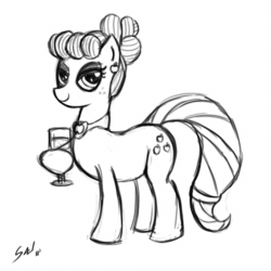 Size: 868x868 | Tagged: safe, artist:saliantsunbreeze, applejack, earth pony, pony, alternate hairstyle, monochrome, solo