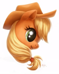 Size: 1280x1600 | Tagged: safe, artist:nattypants, applejack, earth pony, pony, bust, portrait, profile, simple background, solo