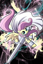 Size: 640x960 | Tagged: safe, artist:madmax, artist:pappkarton, fluttershy, pegasus, pony, claymore, female, mare