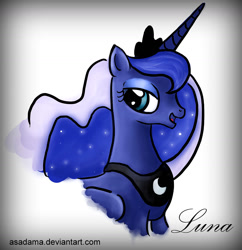 Size: 1433x1480 | Tagged: safe, artist:asadama, princess luna, alicorn, pony, female, horn, mare, simple background, solo, white background