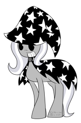 Size: 900x1367 | Tagged: safe, artist:glitterclamopera, derpibooru import, trixie, pony, unicorn, black and white, female, grayscale, grin, mare, solo